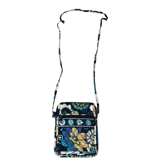 Vera Bradley MOD FLORAL Blue Pattern Purse Crossbody Bag Wrap Around Zip - Picture 1 of 10